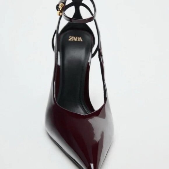 ZARA HEELED FAUX PATENT LEATHER SHOES - Picture 4 of 6